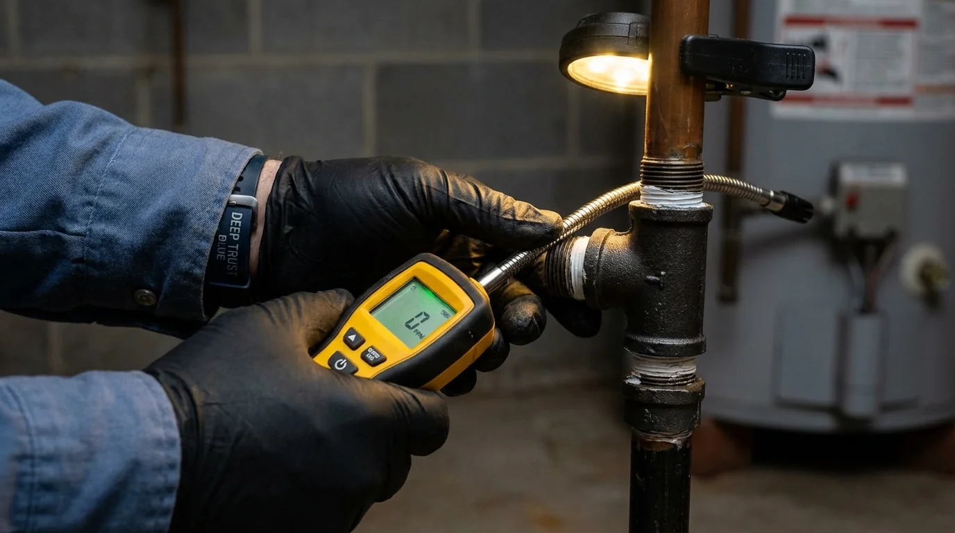 Gas leak detection with electronic sniffer by Johns Plumbing LLC in Gouverneur