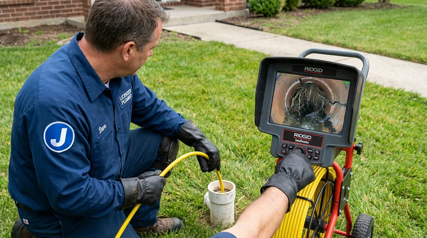 Sewer camera inspection being performed by Johns Plumbing LLC in Gouverneur